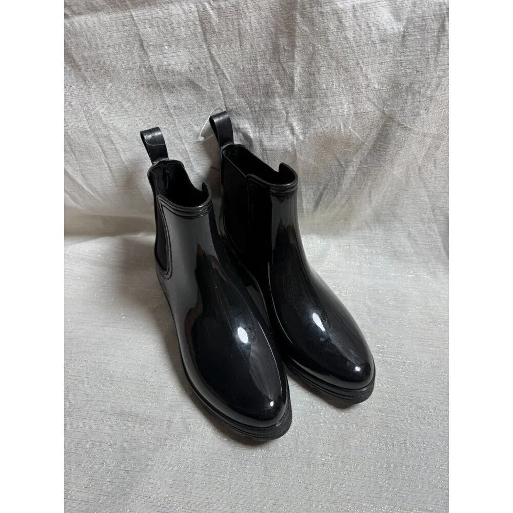 Capelli New York Ankle Rain Boots Womens Black Sz9 Shiny Rubber Never Worn